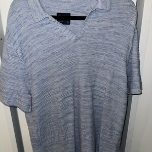 Abercrombie & Fitch Heathered Gray Blue Polo Shirt